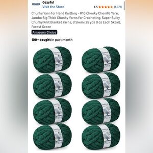 NWT Cozyful Chunky Forest Green Yarn Set of 8 Skeins